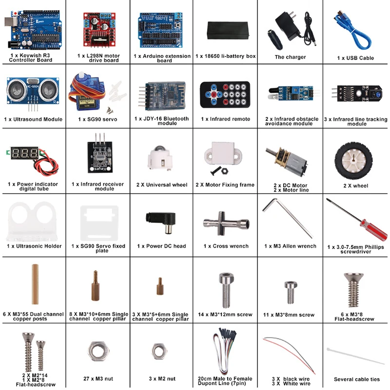 Робот Keywish для проекта Arduino, умный автомобильный стартовый набор с обучающим робототехническим комплектом, обучающий стебель, игрушки для детей