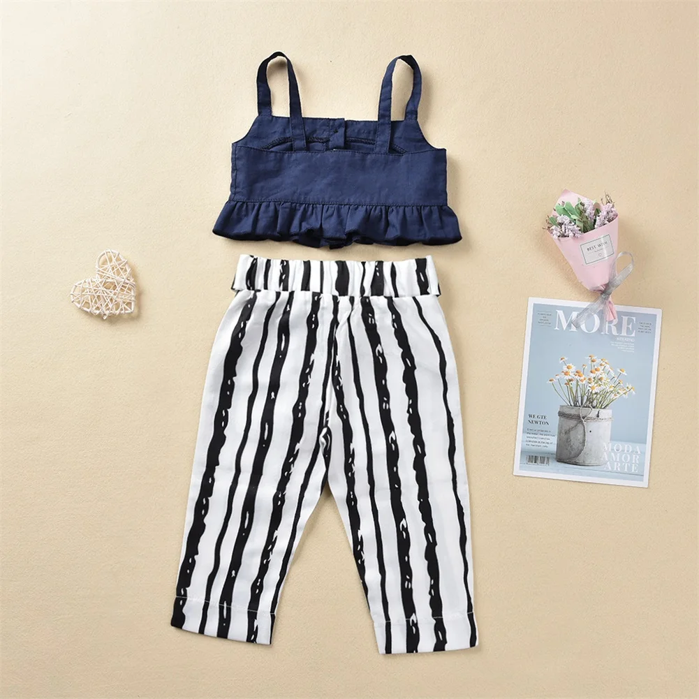 pudcoco Children Clothing Suits For Girls Clothes Kids Toddler Enfant Fille Infantis Outfits Off Shoulder Tank Tops+ Pants