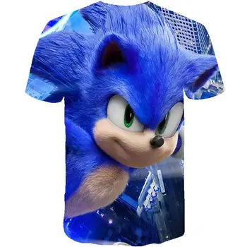 

2020 fashion 3D sonic hedgehog cartoon T-shirt for boys and girls summer casual short-sleeved children's wear