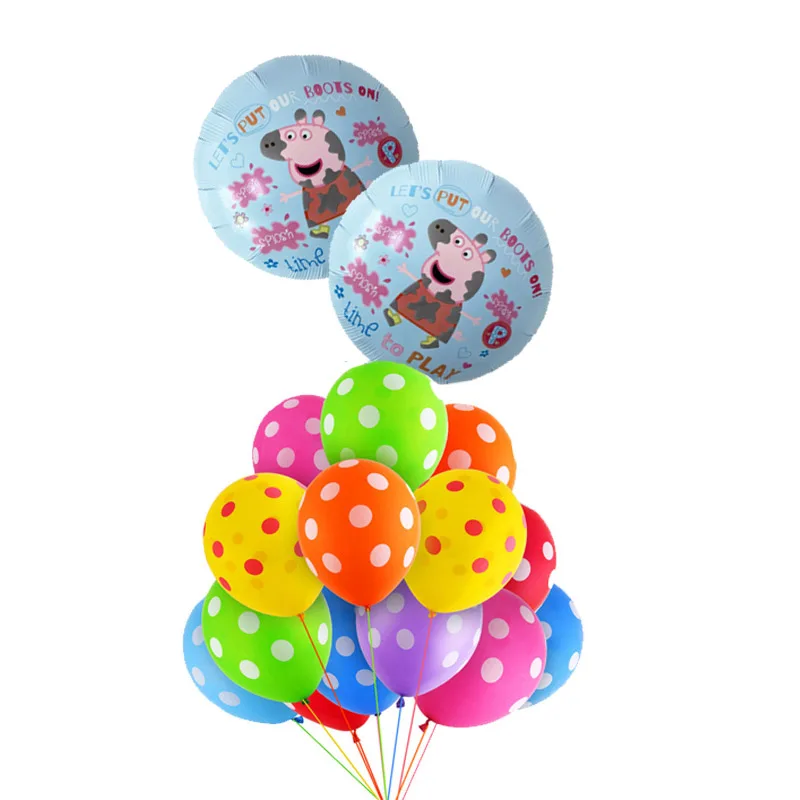 11 шт. Свинка Пеппа фольги Воздушные шары в горошек шар детский душ шарики на день рождения подарок вечеринка по случаю Дня Рождения украшения Детские игрушки Свинка Пеппа Джордж