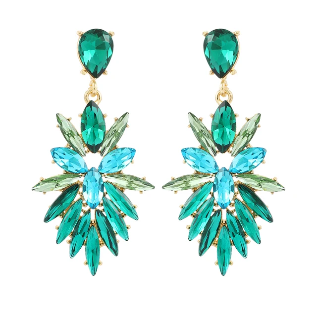 Ztech New Green Series Set Earrings Designer Jewelry Crystal Tassel Za Accessories Handmake Statement Bijoux Pendientes Brincos E1566