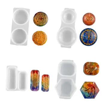 

Faceted Round Square Orgonite Resin Pendant Mold Crystals Stones Orgone Silicone Resin Mold Keychain Jewelry Making Tool