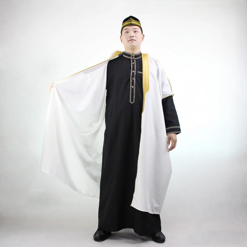 Мусульманская вышивка холостяцкая Исламская одежда для мужчин кафтан сценическая Речевая Пакистанская Абая выпускная джубба ТОБ длинное пальто Саудовская Аравия