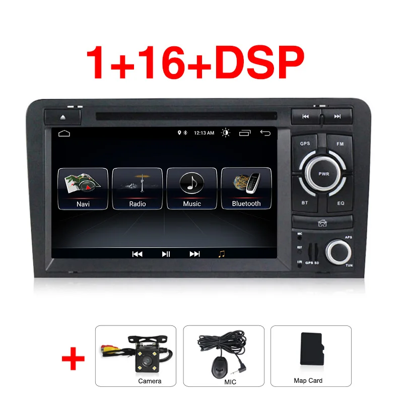 NaviFly DSP Android 9 Авторадио dvd мультимедийный плеер gps для Audi A3 S3 2003-2011 автомобильный стерео головное устройство 7 дюймов 2 din TDA7851 - Цвет: 1G Add Camera