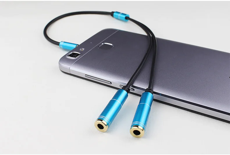 50PCS U Type Adapter Dual 3 5 MM Headphone Plug Audio Cables Splitter Microphone 2 in 1 Swivel Connector For Xiaomi etc