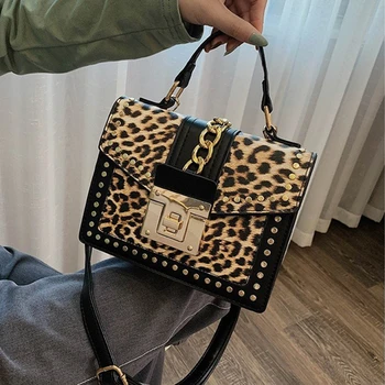 

2019 New Fashion Leopard Pattern Small Square Bag High Quality Slant Purse Chain Single Shoulder Messenger Bag Grand Sac Femme