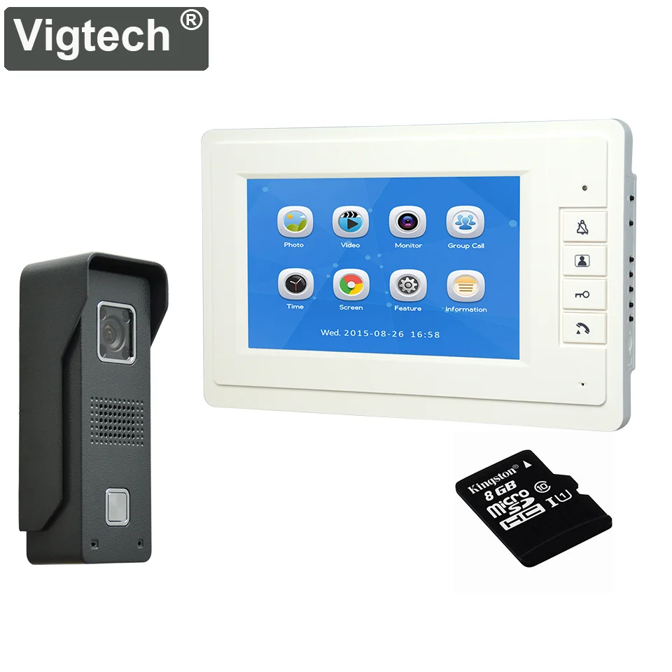 Vigtech7 дюймов LCD домашняя видео дверь телефон система для фото-и видеозаписи