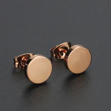 1 pair 펑크 3-12mm 라운드 스테인레스 스틸 골드 컬러 스터드 귀걸이 여성을위한 간단한 힙합 남자 귀 쥬얼리 귀걸이(China)