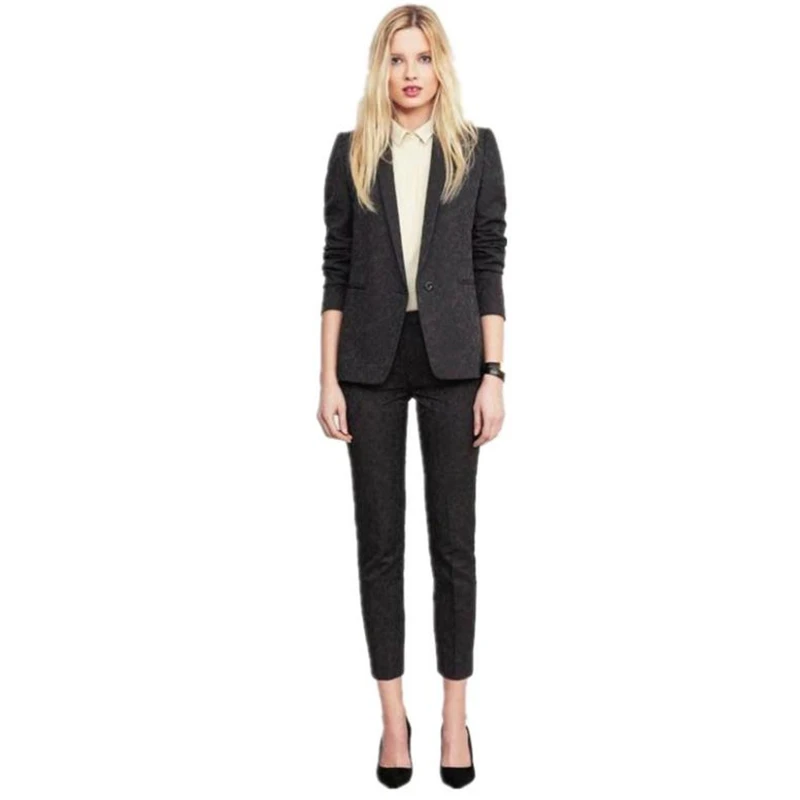 

New Black Elegant Formal Work Wear Pant Suits Slim 2 Piece Set Womens Business Suits Blazer Female Trousers Suit Office Uniform