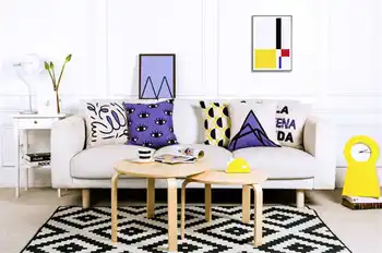 

Trendy Geometric Letter Pillow Case Cotton Linen Home Soft Room Decor Gifts Single Sides Printing Cushion Case