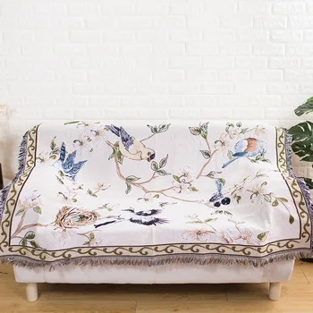 

Flower Bird Sofa Cover Multi-function Leisure blanket Sofa Cushion Ins Throw Blanket Dustproof Sofa Decorative for Living Room