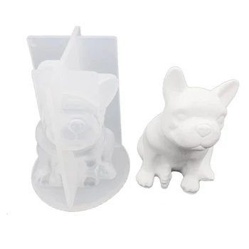 

French Bucket Dog Concrete Silicone Mold Geometric Pet Animal Handmade Decorative Clay Cement Plaster Handmade Mold