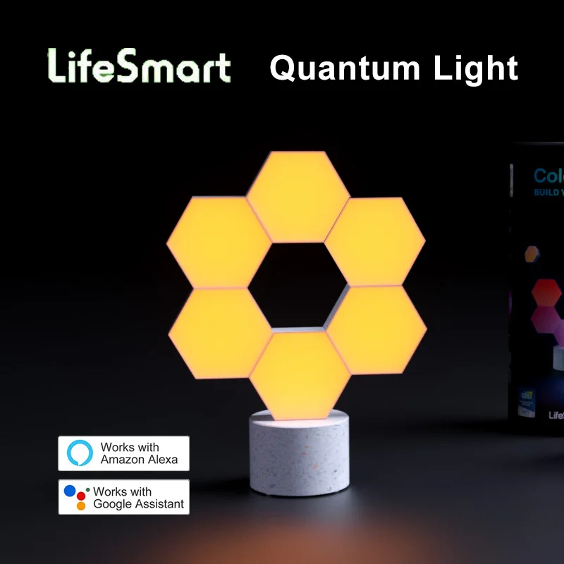 LifeSmart WiFi Smart LED Quantum Light Kit Splicing 6 Blocks & Stone Base 16 Million Color Work Cololight with Alexa Google Home
