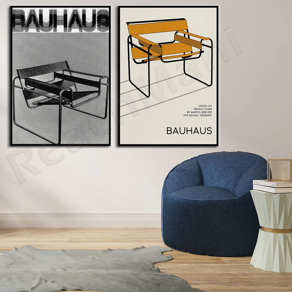 Bauhaus Prints, Wassily Chair Exhibition Poster, Modern Wall Art Minimalista Astratto Scandinavo Decorazione Per Ufficio Regalo Su Tela