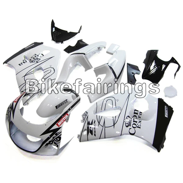 Полный обтекатели для Suzuki GSXR600 GSXR750 1996 1997 1998 1999 96 97 98 99 ABS Пластик электронный атомайзер блеск белого и черного цвета