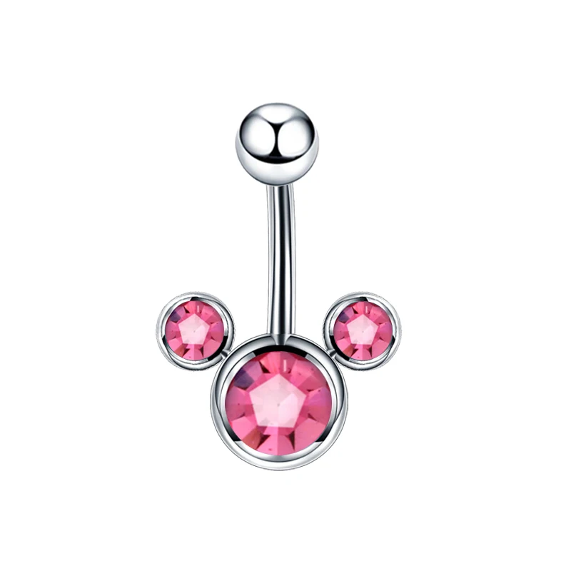 Piercing Jewelry 1PC Surgical Steel Single Crystal Rhinestone Belly Button Rings