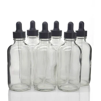 

6pcs 4 Oz Clear Glass Dropper Bottle w/ glass eye dropper pipette 120ml empty refillable for essential oils lab chemical reagent