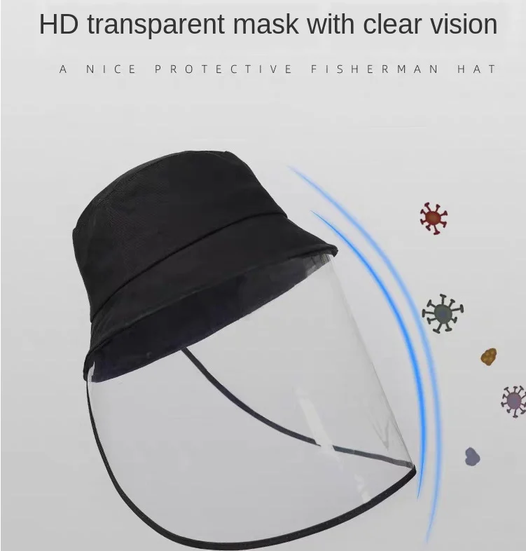 

2 in 1 Removable Multi-function Protective Cap Anti-spitting/fog Children's Adult Protective Hat Mask Isolation Spittle Hot