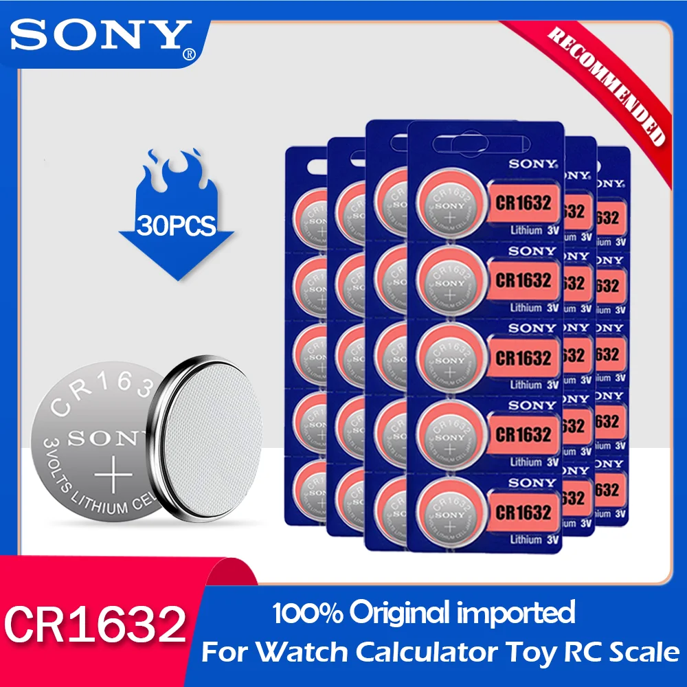 30 шт./лот sony CR1632 100% оригинальная 3 В литиевая батарея для часов пульт