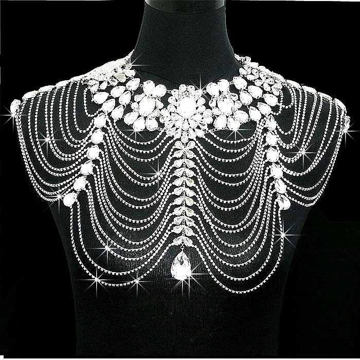 Новое Женское Свадебное Ожерелье Стразы ручной работы с кристаллами на плечо для