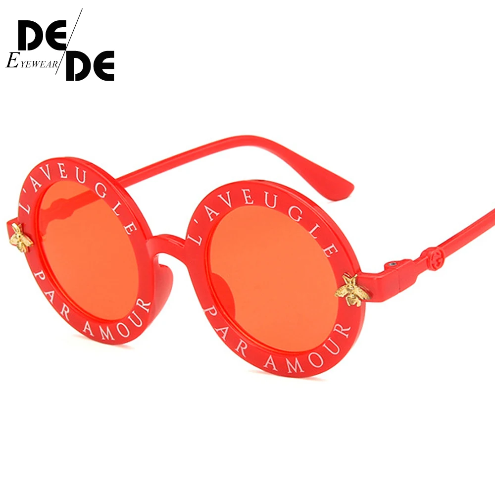 Новые стимпанк металлические пчелы детские солнцезащитные очки мальчики девочки Роскошные винтажные детские солнцезащитные очки круглые солнцезащитные очки - Цвет линз: red red