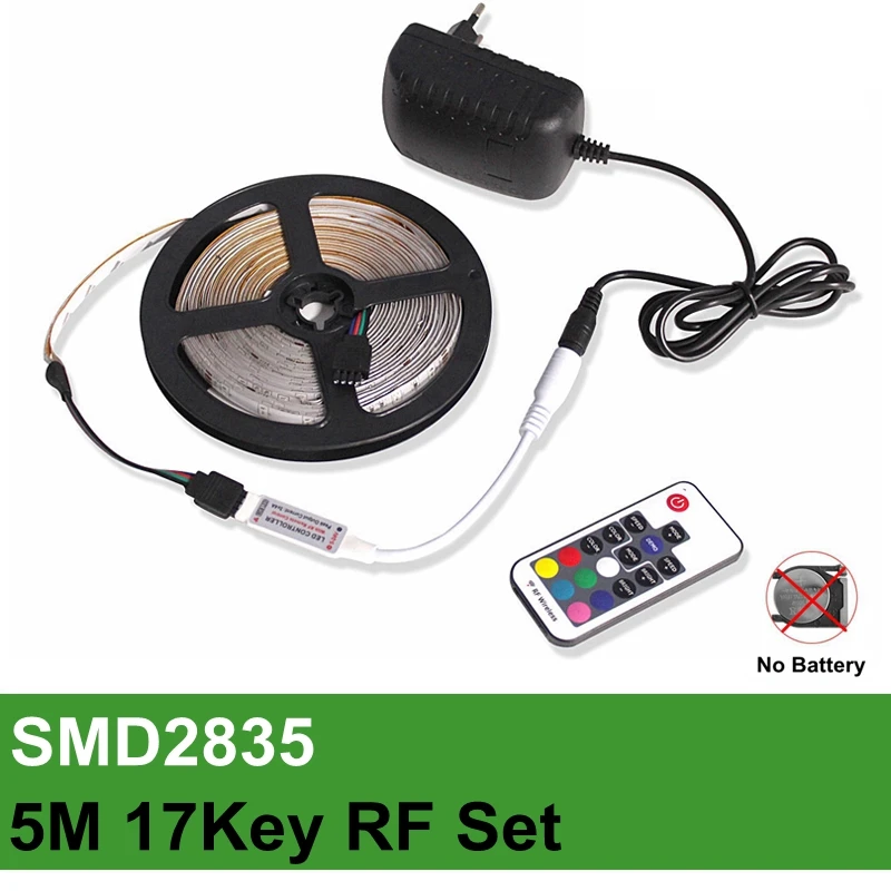 10 м 5 м RGB Светодиодная лента 2835 Bluetooth водонепроницаемая лента Гибкая неоновая Диодная лента 12 В Ledstrip Wifi контроллер+ набор адаптеров - Испускаемый цвет: 5M 17Key Set