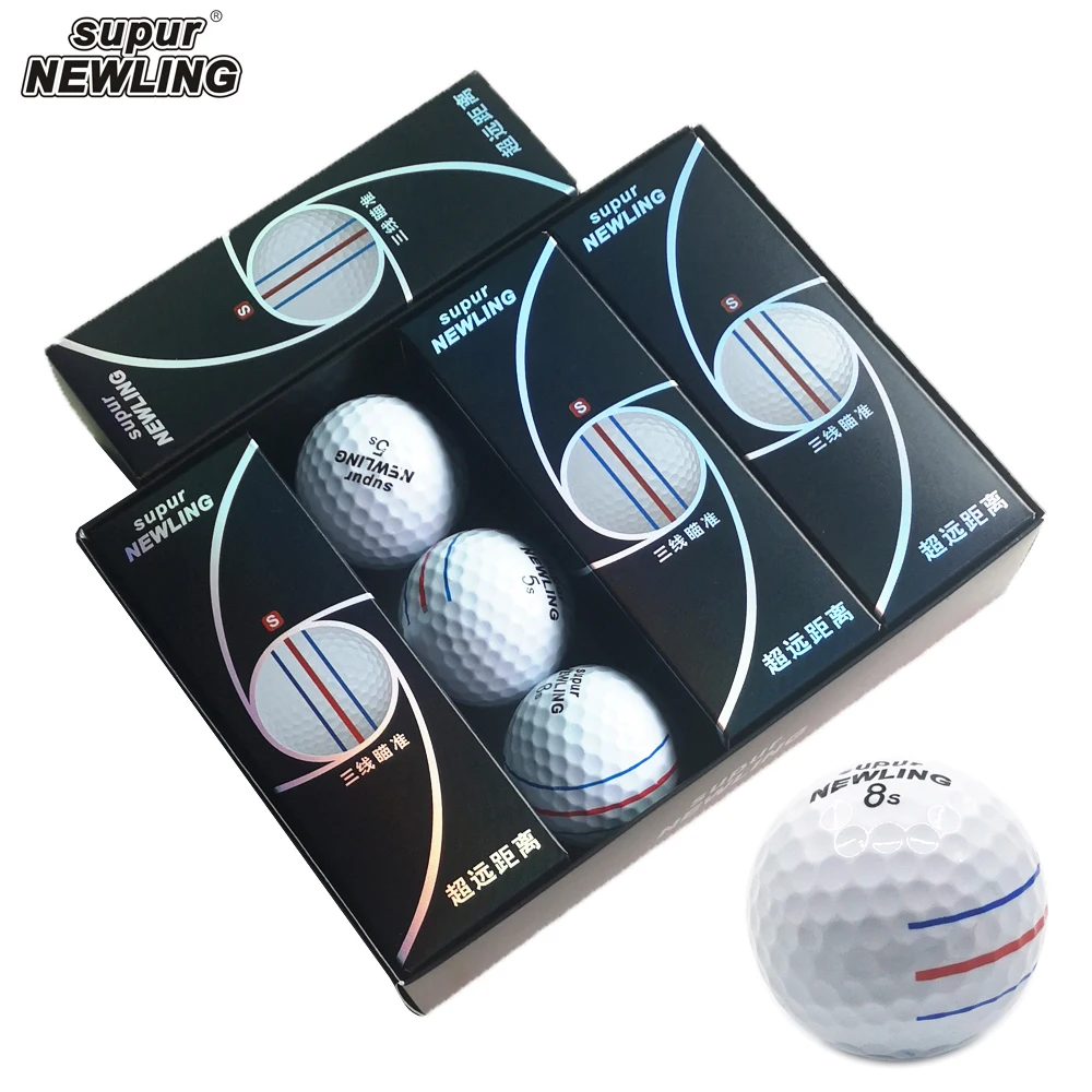 12pcsboxsupurNEWLINGGolfBallwithretailpackage3colourfullaim