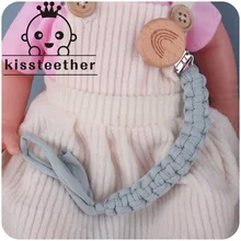 Kissteether – attache sucette en hêtre arc en ciel pour bébé, chaîne de sucette à pampilles en coton pour nouveau né, tétine à mâcher, Clip factice fait à la main