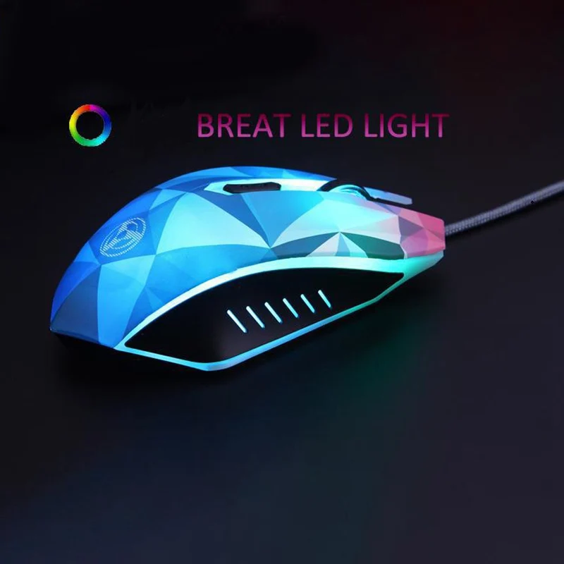 VicTsing Алмазная цветная игровая мышь 3200 dpi 7 круглый светодиодный светильник проводная мышь игровая оптическая компьютерная мышь