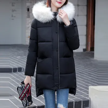 

Women Winter Coat Jacket Warm Thick Outerwear Hooded Coat Slim Cotton-padded Jacket Long Sleeve Loose Female Coat Outwear #916