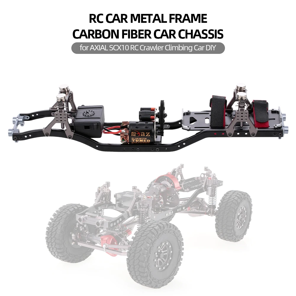 

Metal RC Car Frame Carbon Fiber Car Chassis Beam with 540 Motor for AXIAL SCX10 RC Crawler Climbing Car DIY