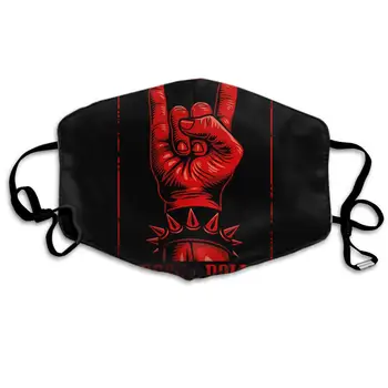 

Swono Mask Rock,Abstract Red Hand in Rock N Roll Sign Polyester Anti Dust Face Mask-Washable and Reusable Mask for Cycling