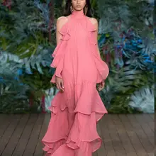 Новые сексуальные элегантные великолепные прекрасные женщины Холтер o-образным вырезом оборки без рукавов ночной банкет вечерние свадебные вечерние платья оптом