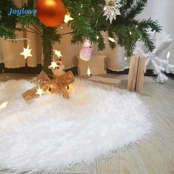 

JOYLOVE Pure White Long Hair Christmas Tree Skirt Christmas Plush Tree Skirt 78cm 90cm 122cm Christmas Tree Decoration