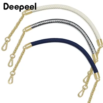 

Deepeel 1pc 1.3cm*60cm Women PU Weave Metal Chain Bag Strap Crossbody Belt Replaced Strap DIY Handbag Hardware Accessories BS126