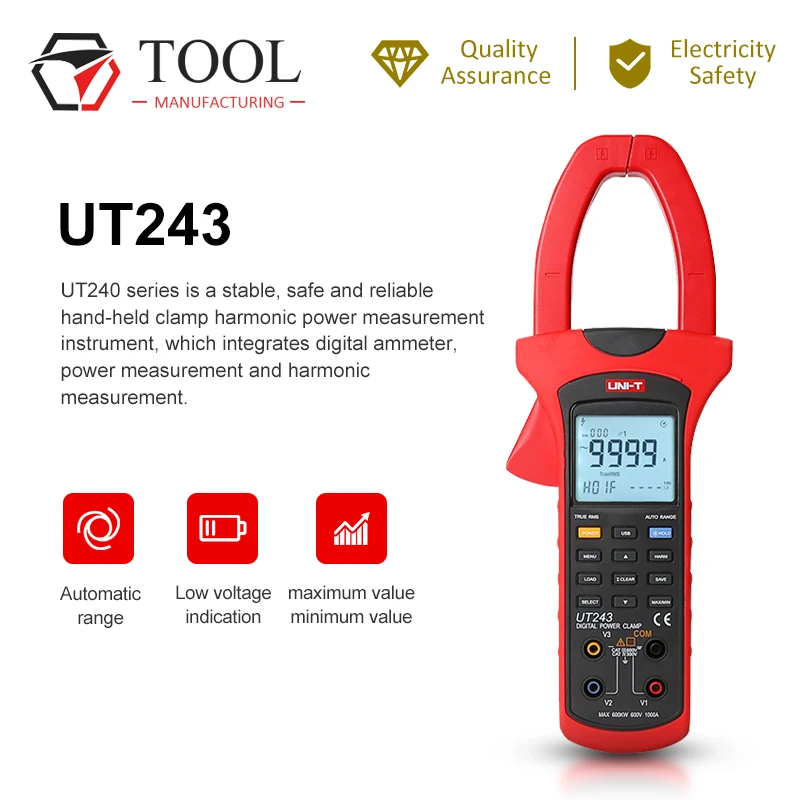 UNI T UT243 измеритель мощности и гармоник мультиметр 3 фазы 600 в 1000 UT 243 наличии|clamp meter
