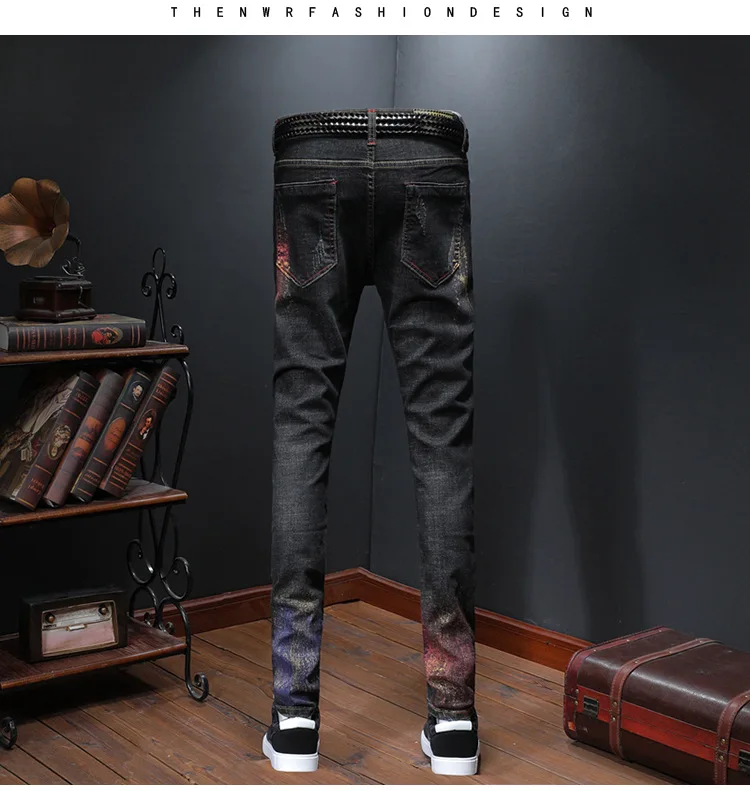 AH11690, модные мужские джинсы,, Подиумные, Роскошные, известный бренд, Европейский дизайн, вечерние, Стильная мужская одежда