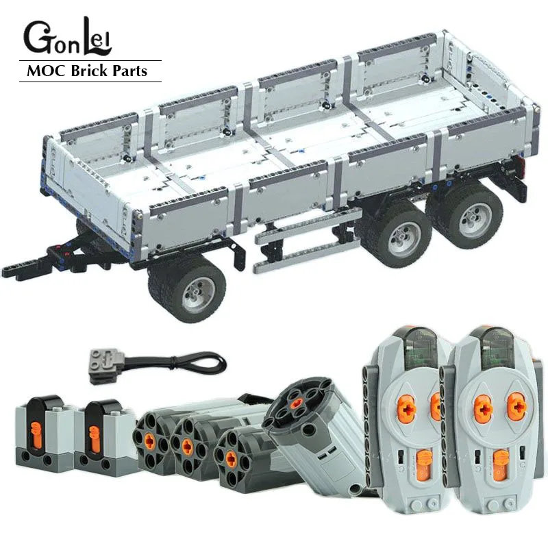 High-TechMOC 4157 MAN Transport Truck Trailer &amp MOC Power Function Set Parts Building Blocks Toys Educational Kids Gifts | Игрушки и