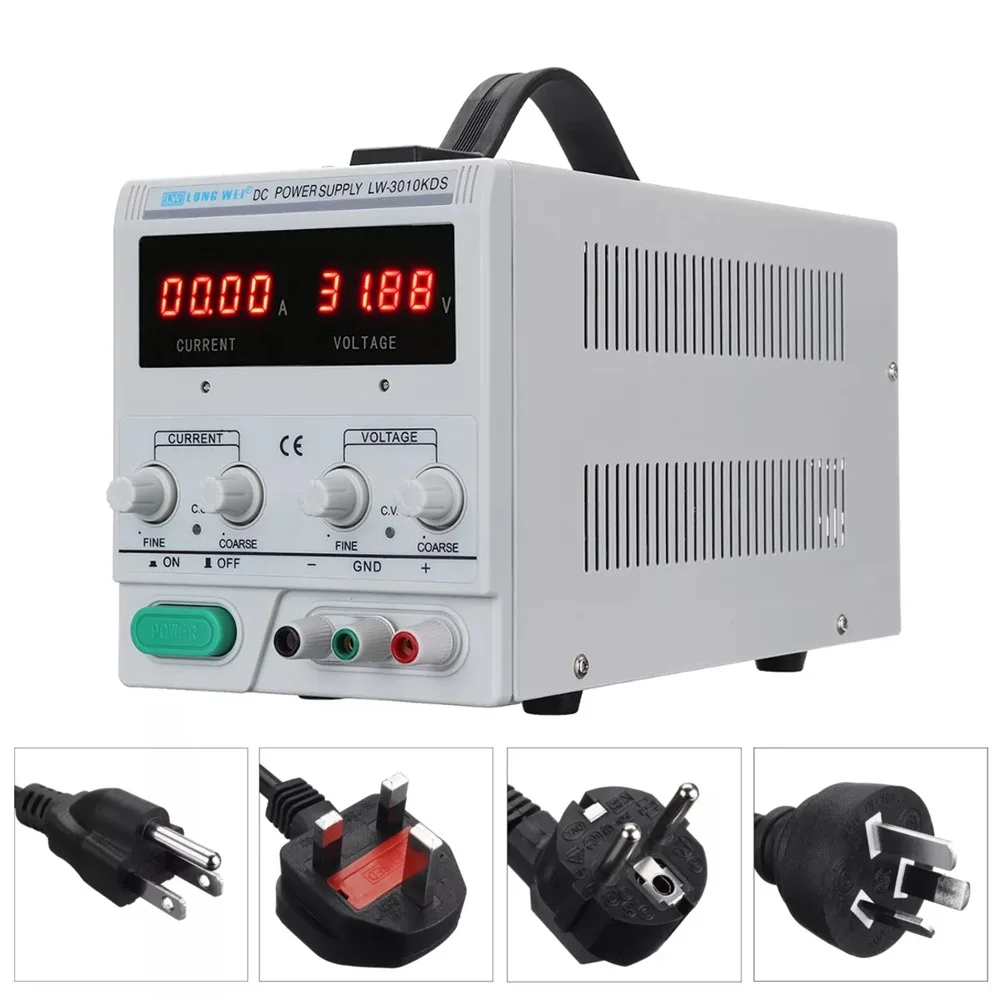 

LONG WEI LW-3010KDS 110V/220V 0-30V 0-10A Adjustable LED Digital Display DC Power Supply Switching Regulated Power Supply