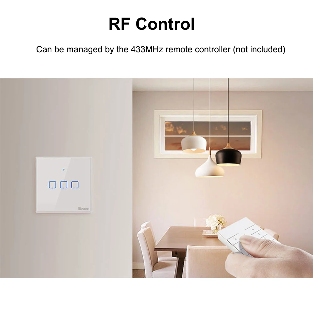 Интеллектуальный выключатель света SONOFF T2EU T2UK T2US TX Smart Wi-Fi настенный сенсорный выключатель с границы умный дом 1/2/3 433 RF/Голосовое управление/приложение/сенсорный экран Управление для Alexa
