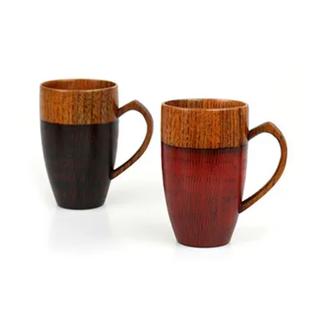 

2 PCS Creative Love Couples Mugs Cups Natural Wood Cups Mugs with Handle Wooden Couples Mugs Coffee Tea Cup Valentine Gifts
