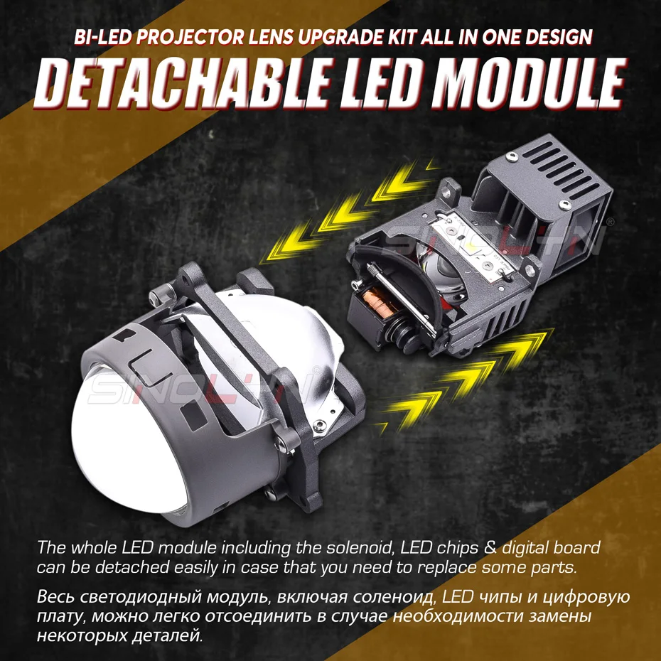 US $150.40 Bi LED Projector Lens 60W LED Lights 7520LM 30 Detachable Module Dual Reflector Headlight Hella 3R G5 Bracket For Car Products