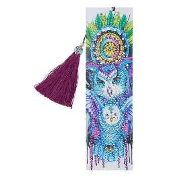 

VODOOL reading bookmark DIY Peafowl Special Shaped Diamond Painting Leather Tassel Bookmark marker page special gift for student