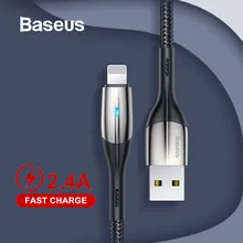 Baseus 2.4A светящийся usb-кабель питания для iPhone XR Xs X 8 7 6 плюс быстрая устройство для зарядки кабель мобильного телефона Зарядное устройство Шнур данных