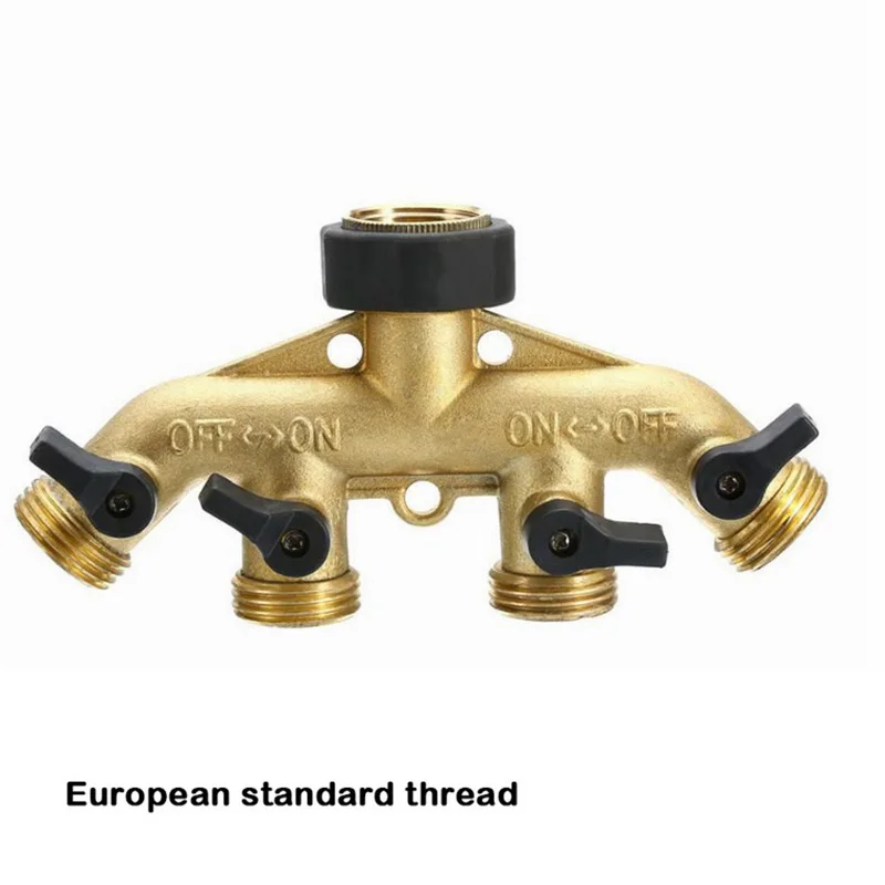 EU Standard 1 шт. разветвитель для садового шланга латунный 2/4 соединитель 3/4 ''разделитель труб для полива сада - Цвет: EU Standard