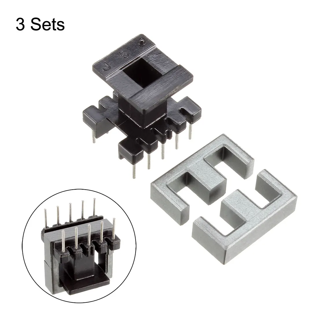 uxcell 3 Sets EE16 5 with 5pin Transformer Bobbin PC40 Ferrite Core Vertical 6 Ferrite Halves and 3 Bobbin