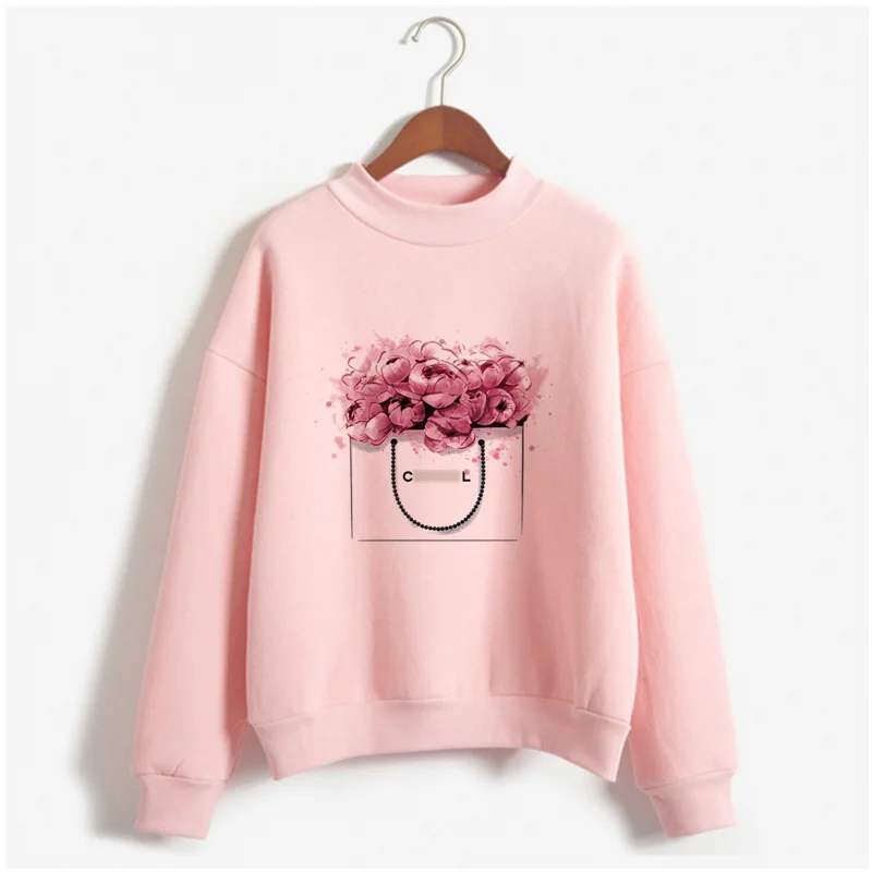 Latest autumn and winter perfume bottle print hoodie women's fashion retro hoodie women's perfume Harajuku pink sweater - Цвет: WY-pink-C10