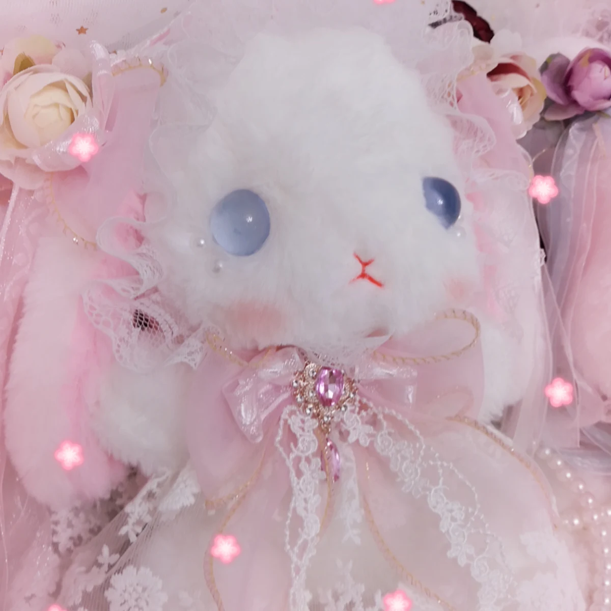 

Original Handmade Rabbit Bag Lolita Lolita Over-the-Shoulder Bag Lo Mother Bag Cute Loli Rabbit Bear Doll
