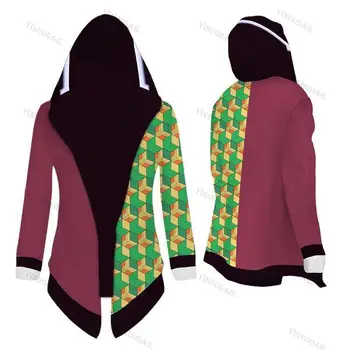 

Demon Slayer Cosplay Hooded Cape Coat Robe Cloak Jacket Men Women Halloween Costume