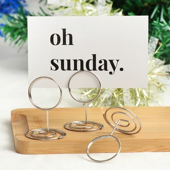 

5PCs Circle Shape Business Card Holder Office Message Folder Wedding Party Card Holder Desktop Note Clip Table Number Stand